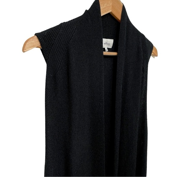 Gorgeous Aritzia Wilfred Long-line Woven Black Open Front Sweater, M - Picture 12 of 16